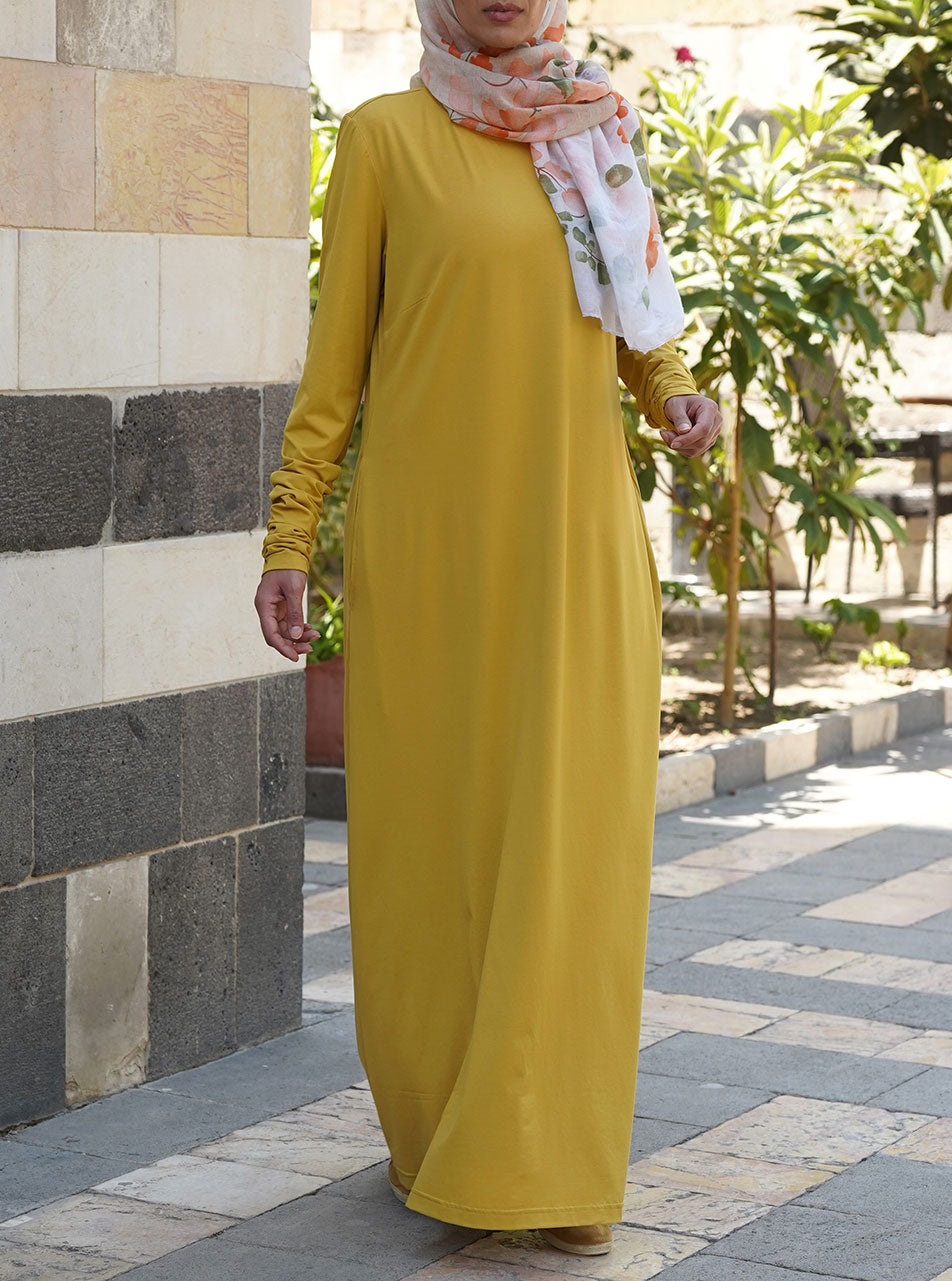Gathered Sleeves Jersey Maxi Dress - Maxi Dresses - Women