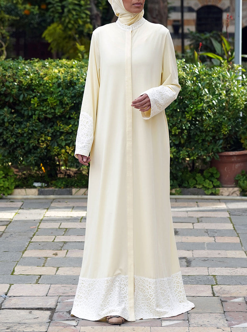 Lace Trim Abaya and Prayer Set