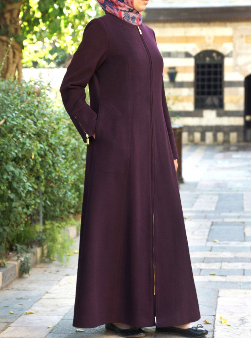 Zipped Full Length Wool Coat