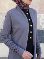 Brushed Cotton Gathered Sleeves Cardigan
