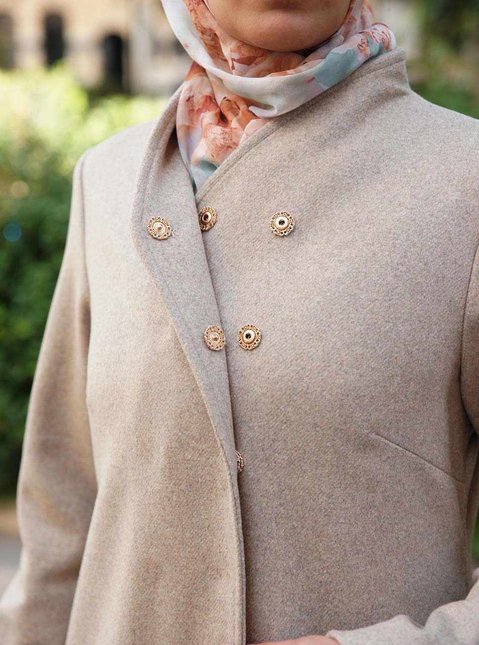 Hidden Snap Button Wool Coat | Shukr Clothing