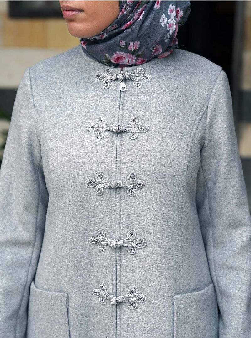 Wool Coat with Frog Closures - Winter Collection - Women