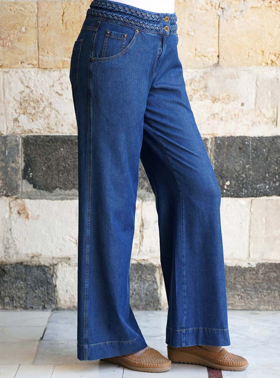 Rock & Roll Denim Women's Extra Stretch High Rise Trouser Fit Flare Leg Jean  - Dark Vintage