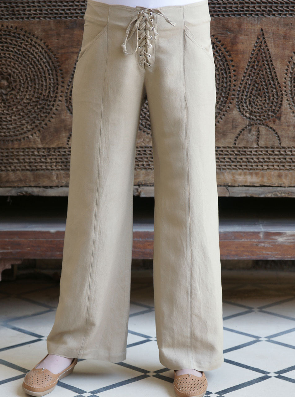 Lace Up Linen Trousers | Shukr Clothing