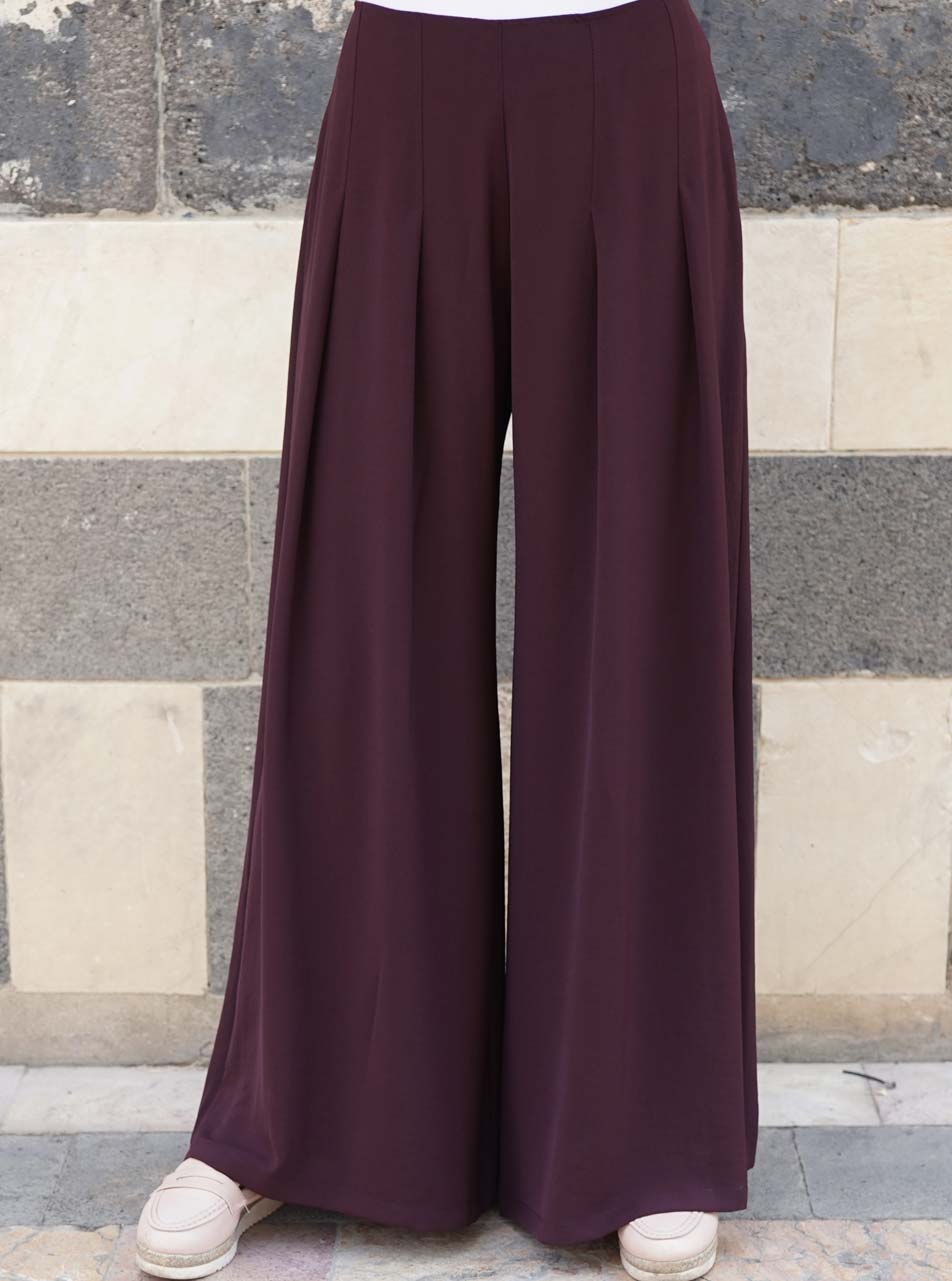 Amazon.com: Crepe Pleated Pants for Women Casual High Waisted Wide Leg Pants  Plus Size Soft Stretch Palazzo Pants Work Office Trousers Elegant Straight  Leg Pant with Pockets Summer Elastic Waisted Slacks A-Black :