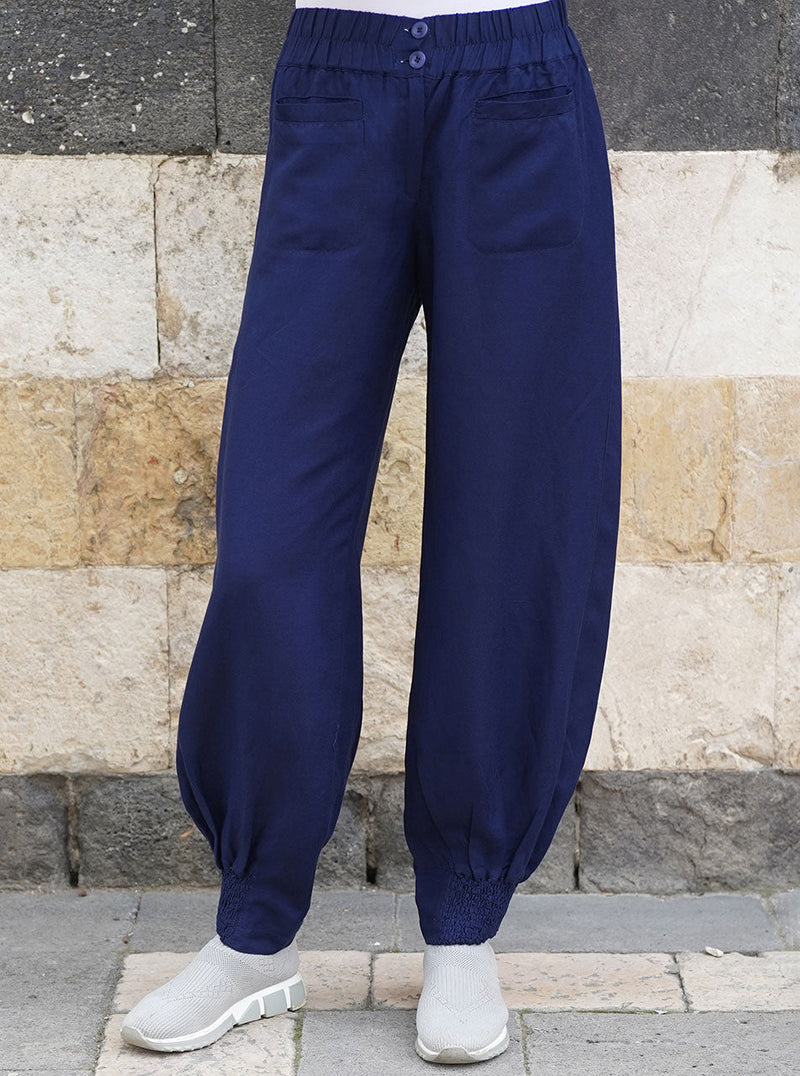 Hammacher Lady's Genuine Turkish Cotton Womens Lounge Pants Sweat Blue  Medium 