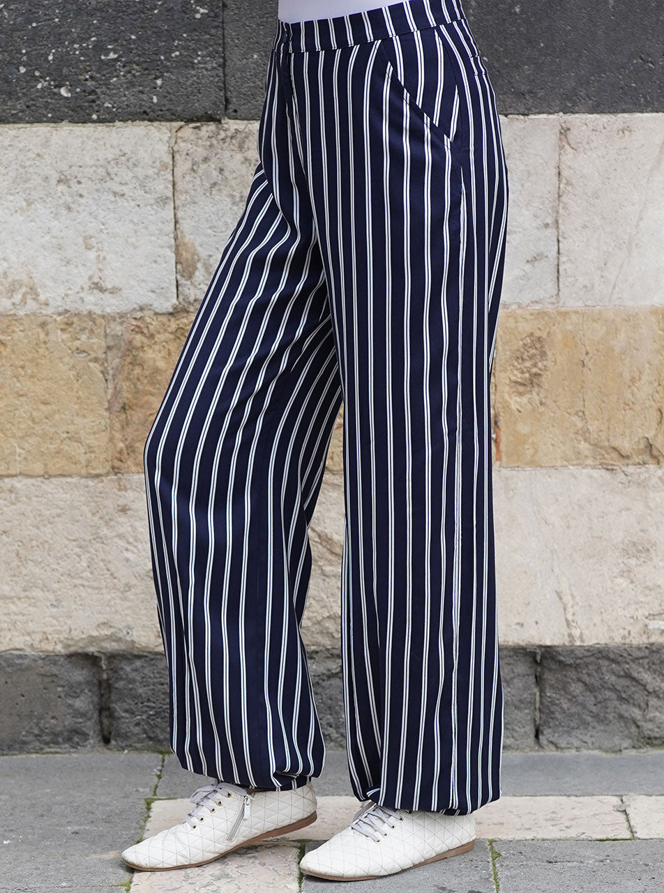 Women's Striped Split Casual Wide Leg Pants - Shoreline Wear, Inc.