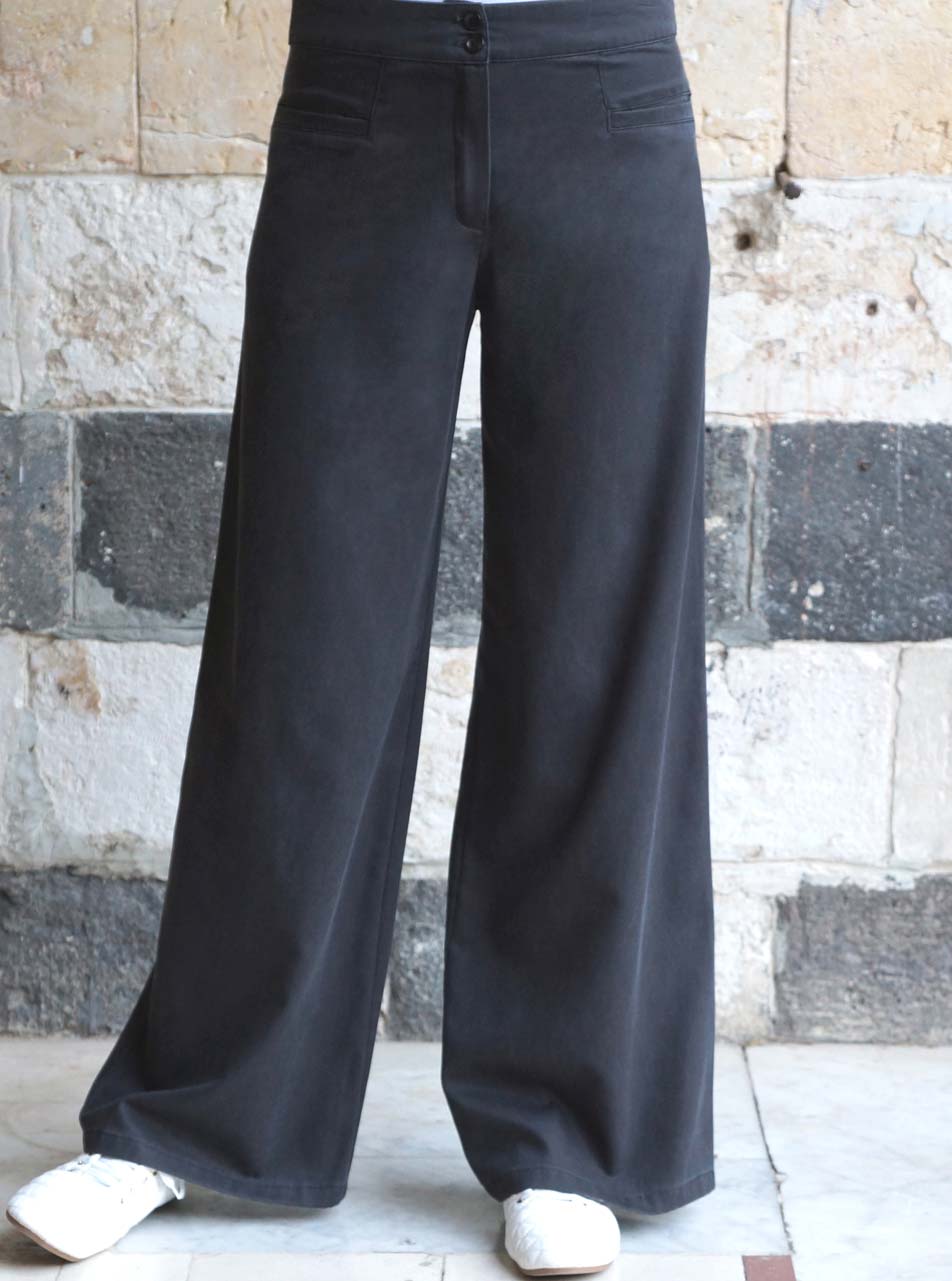 Buy Beige and Black Combo of 2 Solid Women Regular Fit Trousers Cotton Slub  for Best Price, Reviews, Free Shipping