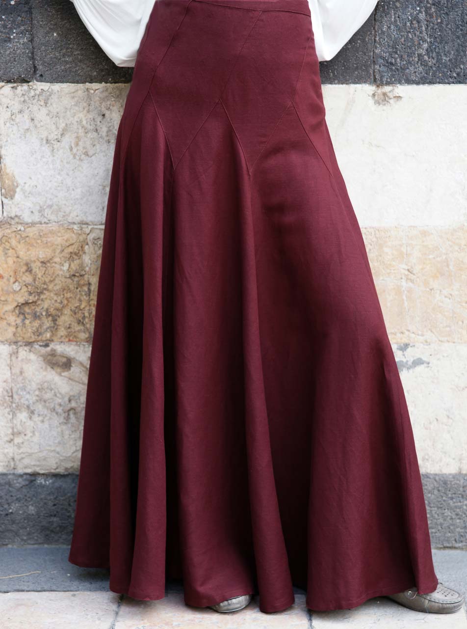 スカート FRENCH LINEN LONG FLARE SKIRT CHECK スカート FRENCH LINEN LONG FLARE SKIRT CHECK Checked Pattern