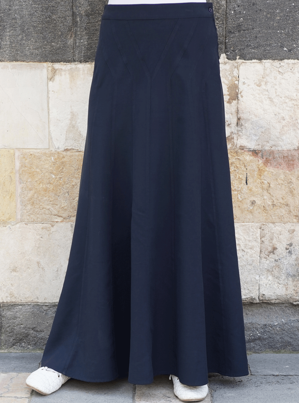 未使用✴︎roku 6。COTTON RAYON SKIRT 36 wt2741-midnight_navy-swatch_1.